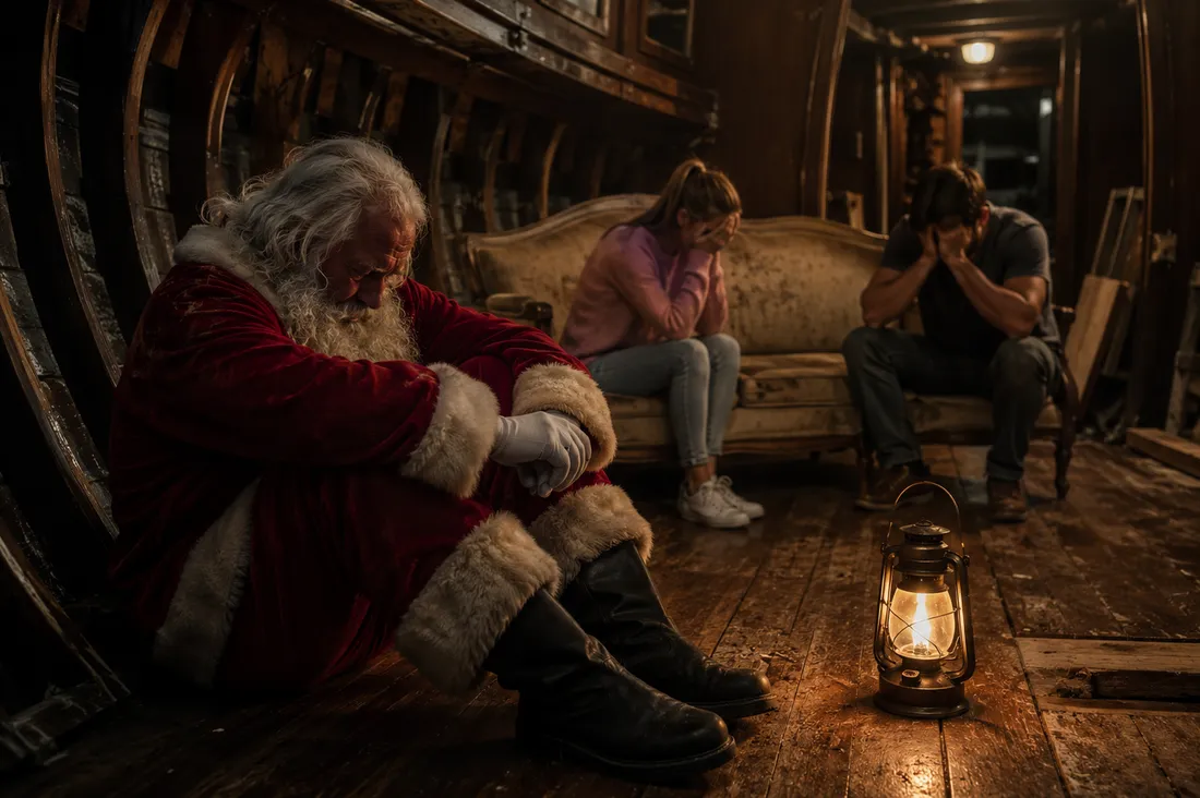 Der Weihnachtsmann, verloren ohne seinen Sack
